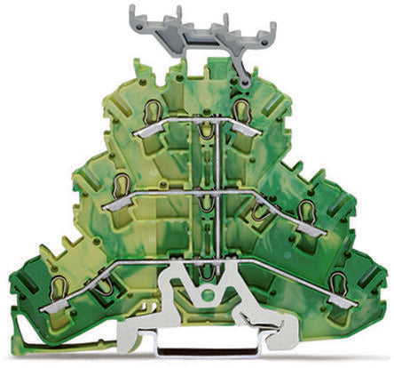 WAGO 2002-3237 TOPJOB S, 2002 Series Green/Yellow, 2.5mm², Triple-Level, Push-In Cage Clamp Termination, ATEX, IECEx [2002-3237]; 247-5835