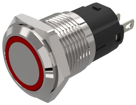 EAO 82 Series Red Indicator, 12V ac/dc, 16mm Mounting Hole Size, Solder Tab Termination, IP65, IP67 [82-4151.0113]; 247-8749