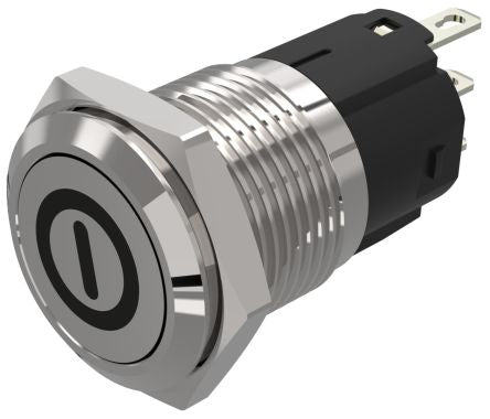 EAO 82 Series Push Button Switch, Momentary, Panel Mount, 16mm Cutout, SPDT, 240V, IP65, IP67 [82-4151.1000.B001]; 247-8756