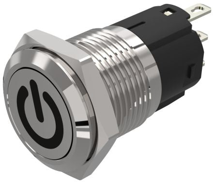 EAO 82 Series Push Button Switch, Momentary, Panel Mount, 16mm Cutout, SPDT, 240V, IP65, IP67 [82-4151.1000.B002]; 247-8757