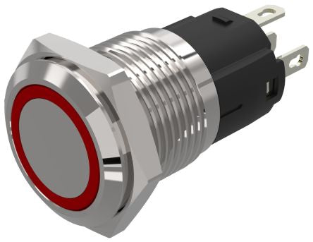EAO 82 Series Illuminated Illuminated Push Button Switch, Momentary, Panel Mount, 16mm Cutout, SPDT, Red LED, 12V, [82-4151.1113]; 247-8759
