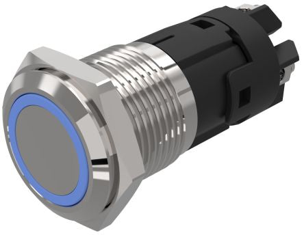 EAO 82 Series Illuminated Illuminated Push Button Switch, Momentary, Panel Mount, 16mm Cutout, SPDT, Blue LED, 12V, [82-4152.1123]; 247-8781