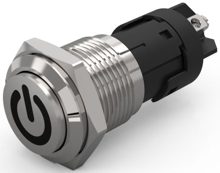 EAO 82 Series Push Button Switch, Momentary, Panel Mount, 16mm Cutout, SPDT, 240V, IP65, IP67 [82-4162.1000.B002]; 247-8806