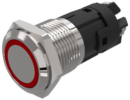 EAO 82 Series Illuminated Illuminated Push Button Switch, Latching, Panel Mount, 16mm Cutout, SPDT, Red LED, 12V, IP65, [82-4552.2113]; 247-8837