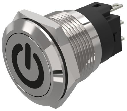 EAO 82 Series Push Button Switch, Momentary, Panel Mount, 19mm Cutout, SPDT, 240V, IP65, IP67 [82-5151.1000.B002]; 247-8855