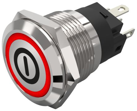 EAO 82 Series Illuminated Illuminated Push Button Switch, Momentary, Panel Mount, 19mm Cutout, SPDT, Red LED, 240V, [82-5151.1114.B001]; 247-8860