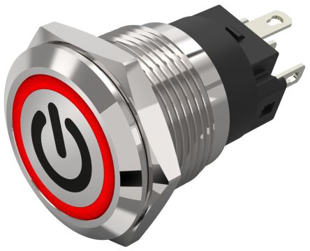 EAO 82 Series Illuminated Illuminated Push Button Switch, Latching, Panel Mount, 19mm Cutout, SPDT, Red LED, 240V, [82-5151.2114.B002]; 247-8869