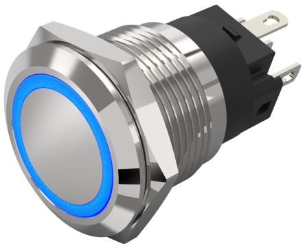 EAO 82 Series Illuminated Illuminated Push Button Switch, Latching, Panel Mount, 19mm Cutout, SPDT, Blue LED, 240V, [82-5151.2124]; 247-8870