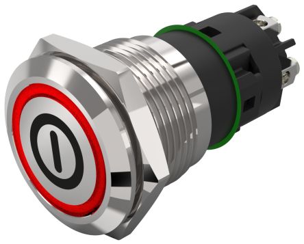 EAO 82 Series Illuminated Illuminated Push Button Switch, Momentary, Panel Mount, 19mm Cutout, SPDT, Red LED, 240V, [82-5152.1114.B001]; 247-8882