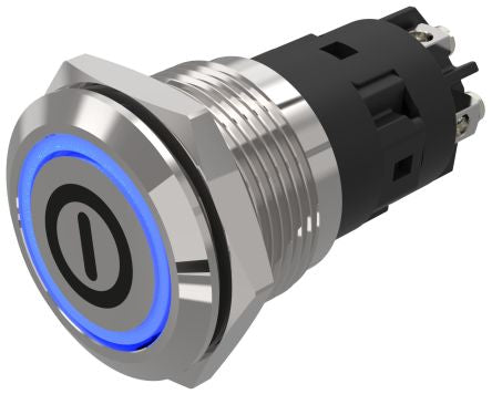EAO 82 Series Illuminated Illuminated Push Button Switch, Latching, Panel Mount, 19mm Cutout, SPDT, Blue LED, 240V, [82-5152.2123.B001]; 247-8909