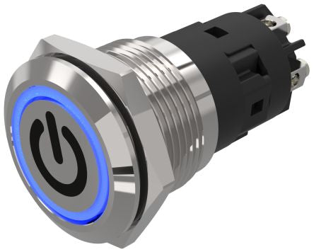 EAO 82 Series Illuminated Illuminated Push Button Switch, Latching, Panel Mount, 19mm Cutout, SPDT, Blue LED, 240V, [82-5152.2124.B002]; 247-8913