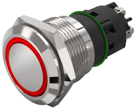EAO 82 Series Illuminated Illuminated Push Button Switch, Latching, Panel Mount, 19mm Cutout, SPDT, Red/Green LED, [82-5152.21A4]; 247-8921
