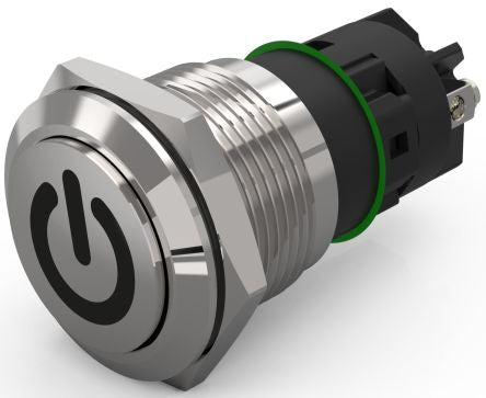 EAO 82 Series Push Button Switch, Latching, Panel Mount, 19mm Cutout, SPDT, 240V, IP65, IP67 [82-5162.2000.B002]; 247-8933