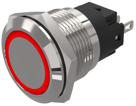 EAO 82 Series Red Indicator, 24V ac/dc, 19mm Mounting Hole Size, Solder Tab Termination, IP65, IP67 [82-5551.0114]; 247-8939
