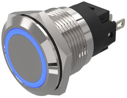 EAO 82 Series Blue Indicator, 12V ac/dc, 19mm Mounting Hole Size, Solder Tab Termination, IP65, IP67 [82-5551.0123]; 247-8940