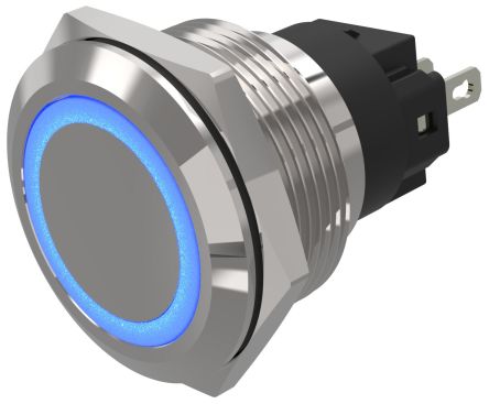 EAO 82 Series Blue Indicator, 12V ac/dc, 22mm Mounting Hole Size, Solder Tab Termination, IP65, IP67 [82-6151.0123]; 247-8974