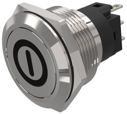 EAO 82 Series Push Button Switch, Momentary, Panel Mount, 22.3mm Cutout, SPDT, 240V, IP65, IP67 [82-6151.1000.B001]; 247-8979