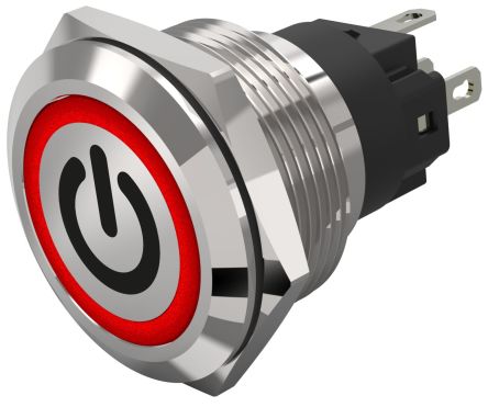 EAO 82 Series Illuminated Illuminated Push Button Switch, Momentary, Panel Mount, 22.3mm Cutout, SPDT, Red LED, 240V, [82-6151.1114.B002]; 247-8985