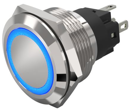 EAO 82 Series Illuminated Illuminated Push Button Switch, Momentary, Panel Mount, 22.3mm Cutout, SPDT, Blue LED, 240V, [82-6151.1123]; 247-8986