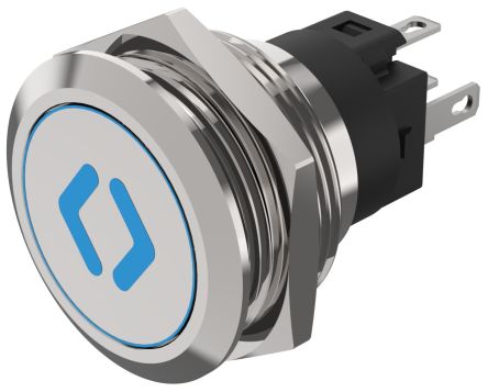 EAO 82 Series Illuminated Illuminated Push Button Switch, Momentary, Panel Mount, 22.3mm Cutout, SPDT, Blue LED, 240V, [82-6151.1A24.B006]; 247-8991