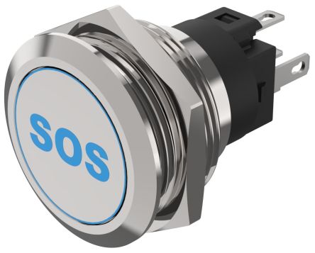EAO 82 Series Illuminated Illuminated Push Button Switch, Momentary, Panel Mount, 22.3mm Cutout, SPDT, Blue LED, 240V, [82-6151.1A24.B015]; 247-8992
