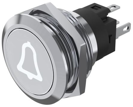 EAO 82 Series Illuminated Illuminated Push Button Switch, Momentary, Panel Mount, 22.3mm Cutout, SPDT, White LED, 240V, [82-6151.1A54.B005]; 247-8995