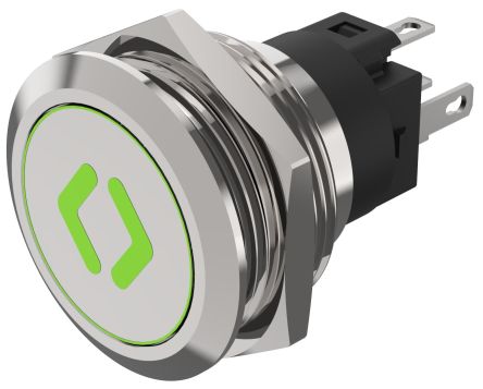 EAO 82 Series Illuminated Illuminated Push Button Switch, Momentary, Panel Mount, 22.3mm Cutout, SPDT, Red/Green LED, [82-6151.1AA4.B006]; 247-8998