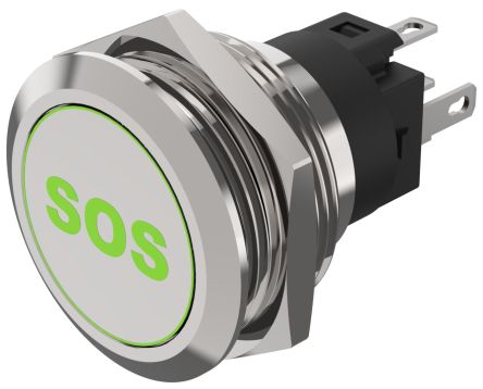 EAO 82 Series Illuminated Illuminated Push Button Switch, Momentary, Panel Mount, 22.3mm Cutout, SPDT, Red/Green LED, [82-6151.1AA4.B015]; 247-8999