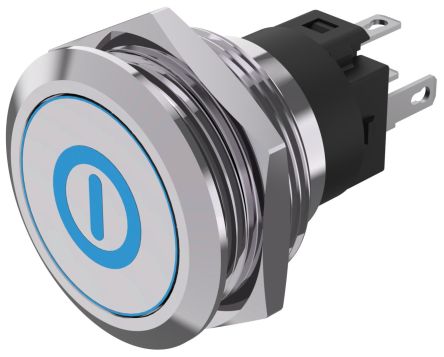 EAO 82 Series Illuminated Illuminated Push Button Switch, Latching, Panel Mount, 22.3mm Cutout, SPDT, Blue LED, 240V, [82-6151.2A24.B002]; 247-9015