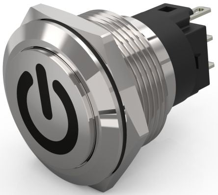 EAO 82 Series Push Button Switch, Latching, Panel Mount, 22.3mm Cutout, SPDT, 240V, IP65, IP67 [82-6161.2000.B002]; 247-9067