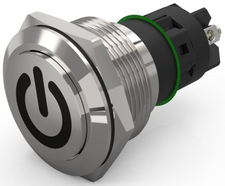 EAO 82 Series Push Button Switch, Momentary, Panel Mount, 22.3mm Cutout, SPDT, 240V, IP65, IP67 [82-6162.1000.B002]; 247-9070