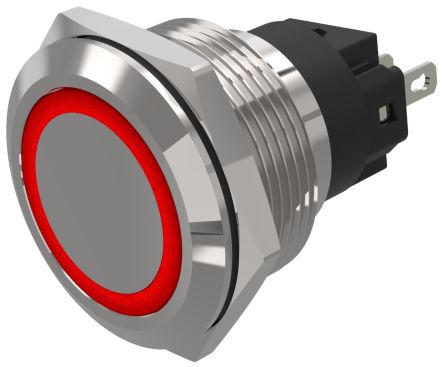 EAO 82 Series Red Indicator, 12V ac/dc, 22mm Mounting Hole Size, Solder Tab Termination, IP65, IP67 [82-6551.0113]; 247-9078