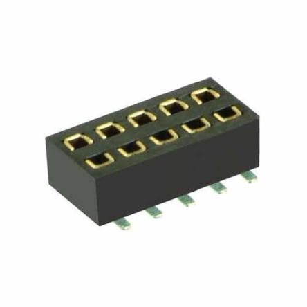HARWIN M50-315 Series Vertical Surface Mount PCB Connector, 10-Contact, 2-Row, 1.27mm Pitch, Solder Termination [M50-3150542R]; 247-9130