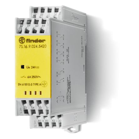 Finder DIN Rail Non-Latching Relay with Guided Contacts, 120V ac Coil, 6A Switching Current, 4NO/2NC [7S1681205420]; 247-9242
