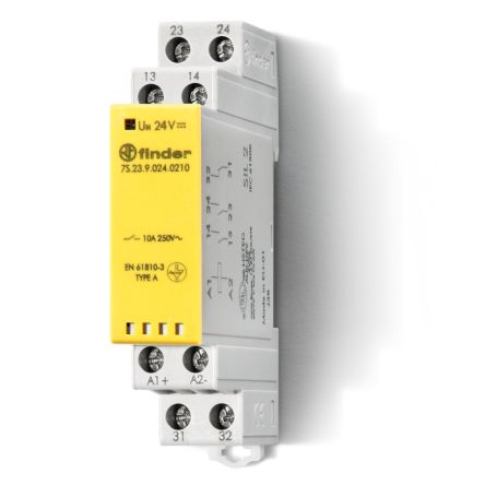 Finder DIN Rail Non-Latching Relay with Guided Contacts, 48V dc Coil, 10A Switching Current, 3P [7S2390480210]; 247-9249