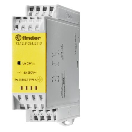 Finder DIN Rail Non-Latching Relay with Guided Contacts, 120V ac Coil, 6A Switching Current, SPDT [7S3281205110]; 247-9251
