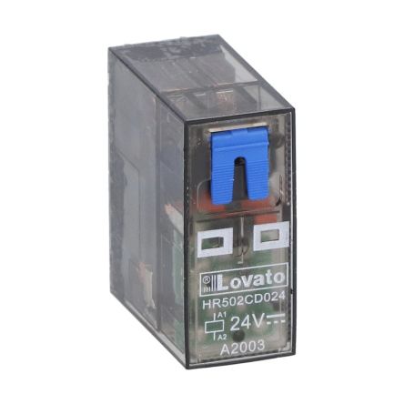 Lovato PCB Mount Non-Latching Relay, 24V dc Coil, 8A Switching Current, DPDT [HR502CD024]; 247-9573