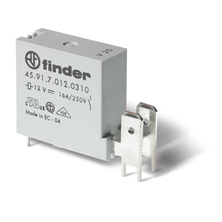 Finder PCB Mount Relay, 12V dc Coil, 16A Switching Current, SPST [459170120310]; 248-1385
