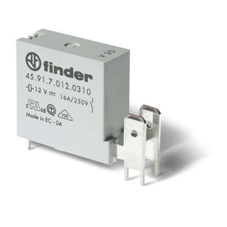 Finder PCB Mount Relay, 12V dc Coil, 16A Switching Current, SPST [459170120311]; 248-1386