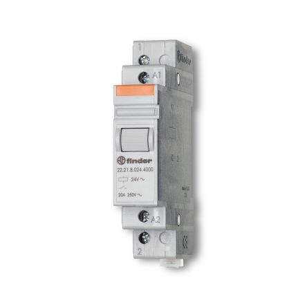 Finder DIN Rail Monostable Relay, 120V ac Coil, 20A Switching Current, SPST [222181204000]; 248-1758