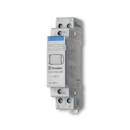 Finder DIN Rail Monostable Relay, 110V ac Coil, 20A Switching Current, DPST-2NO [222281104000]; 248-1763