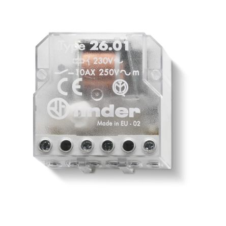 Finder Panel Mount Relay, 12V ac Coil, 10A Switching Current, SPST [260180120000]; 248-1769