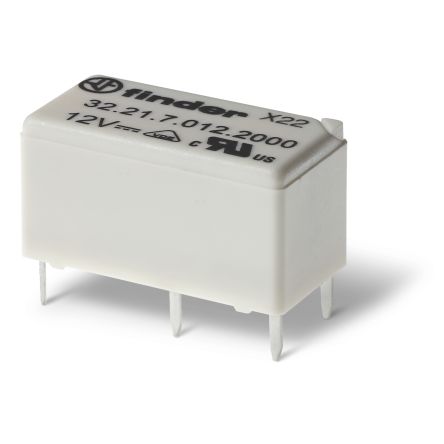 Finder PCB Mount Relay, 12V dc Coil, 6A Switching Current, SPST [322170124300]; 248-1783