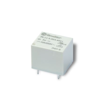 Finder PCB Mount Relay, 9V dc Coil, 10A Switching Current, SPDT [361190094011]; 248-1787
