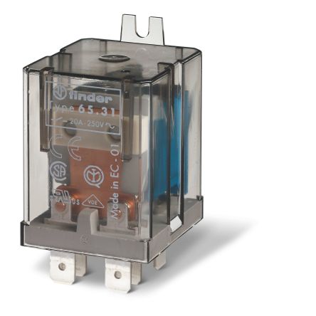Finder Flange Mount Relay, 120V ac Coil, 20A Switching Current, SPST, SPST [653181200300]; 248-2619