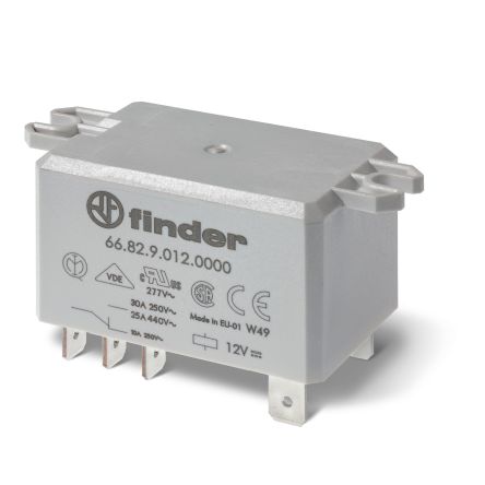 Finder Flange Mount Relay, 110V ac Coil, 30A Switching Current, DPST-2NO [668281100300]; 248-2663