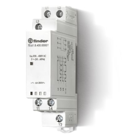 Finder Voltage Monitoring Relay, 3 Phase, SPDT [706184000000T]; 248-2691