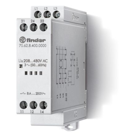 Finder Voltage Monitoring Relay, 3 Phase [706284000000T]; 248-2692