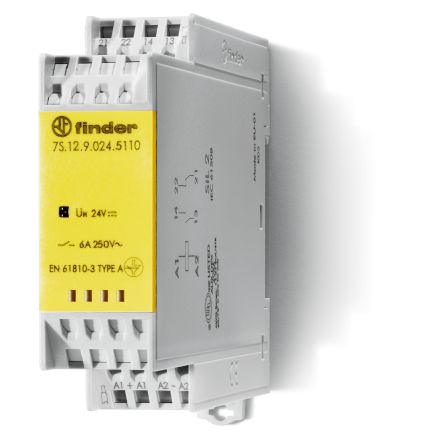 Finder DIN Rail Non-Latching Relay, 120V ac Coil, 6A Switching Current, SPDT [7S1281205110]; 248-2693
