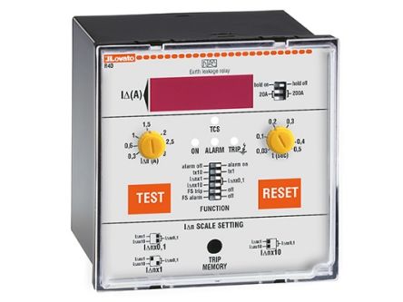 Lovato Earth Leakage Relay, 50 Hz, 60 Hz Frequency, 0.03 → 30A Leakage, 2 Output [R4D415]; 248-3499